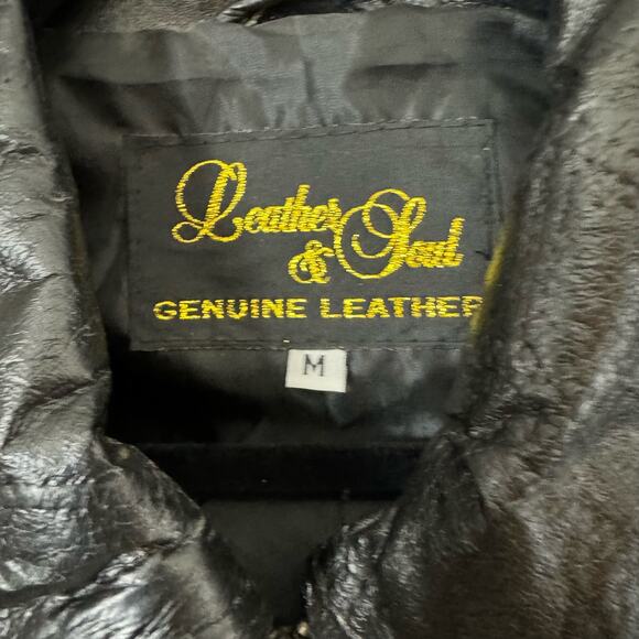 Leather Soul Biker Jacket, Size M, Moto, Biker, Pockets, Gold Zipper, Vintage - Picture 4 of 11